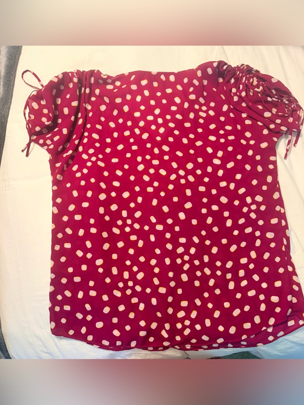 kate Spade Magenta Polka Dot V-Neck Blouse - Picture 4 of 6